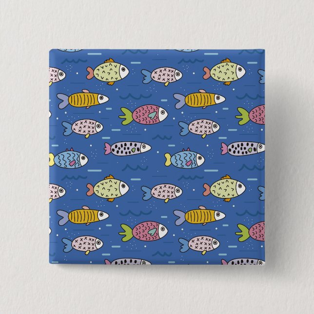 Bóton Quadrado 5.08cm botão de vida do oceano (Frente)