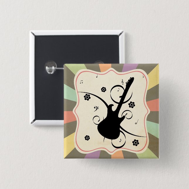 Bóton Quadrado 5.08cm Botão de Violão (Frente & Verso)