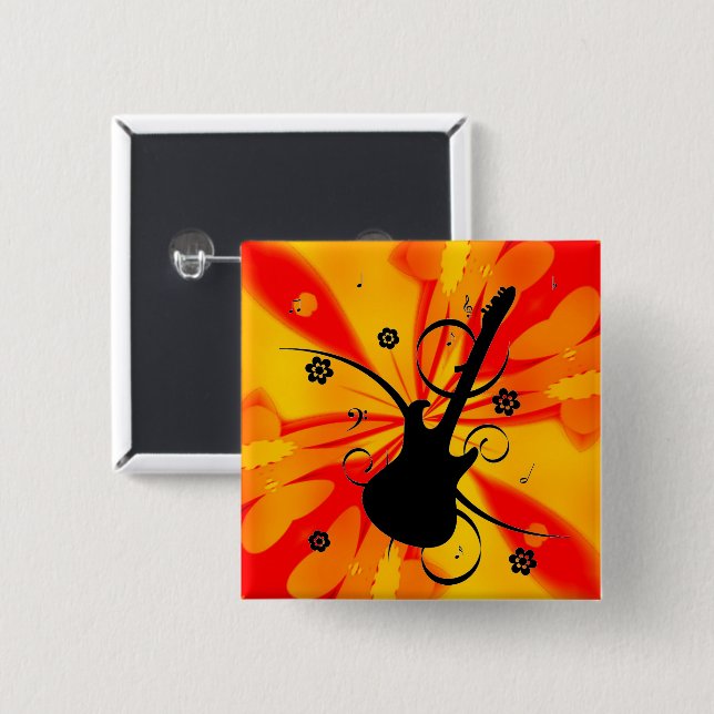 Bóton Quadrado 5.08cm Botão de Violão (Frente & Verso)