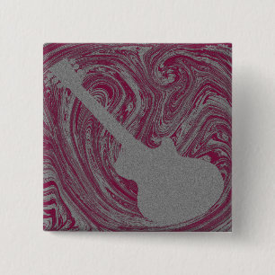 Bóton Quadrado 5.08cm Botão de Violão Grunge, Rosa