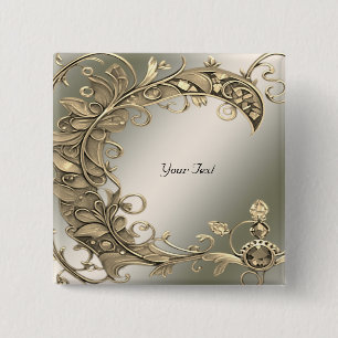 Bóton Quadrado 5.08cm Botão Decorativo de Ouro Moderno Elegante