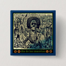 Bóton Quadrado 5.08cm Botão Dia de los muertos