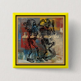 Bóton Quadrado 5.08cm Botão Dia de los muertos
