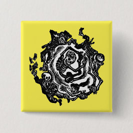 Bóton Quadrado 5.08cm Botão Dia de los muertos