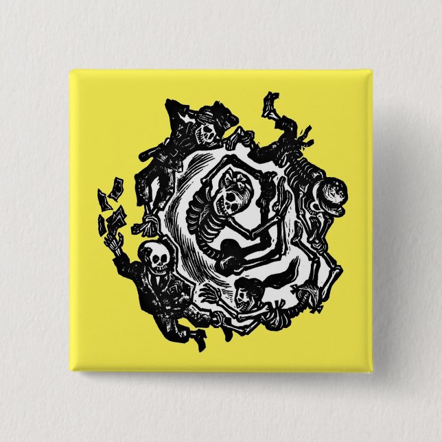 Bóton Quadrado 5.08cm Botão Dia de los muertos (Frente)