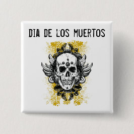Bóton Quadrado 5.08cm Botão Dia de los muertos