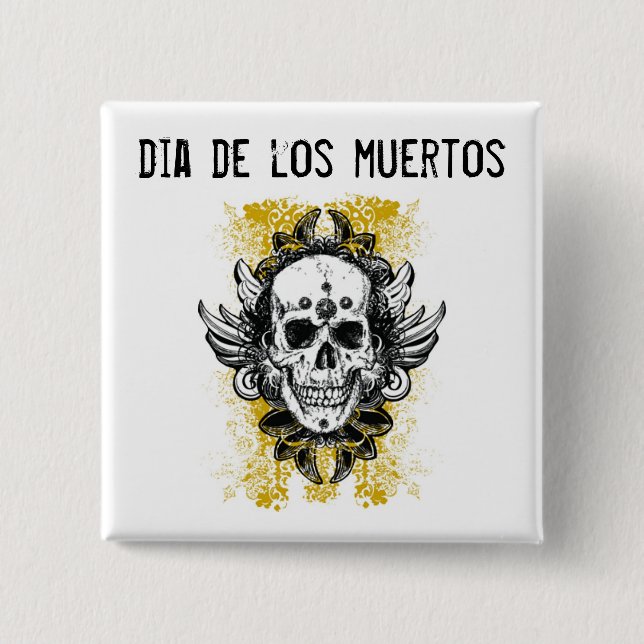 Bóton Quadrado 5.08cm Botão Dia de los muertos (Frente)