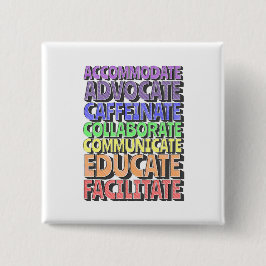 Bóton Quadrado 5.08cm Botão - Dia do Professor: Educar