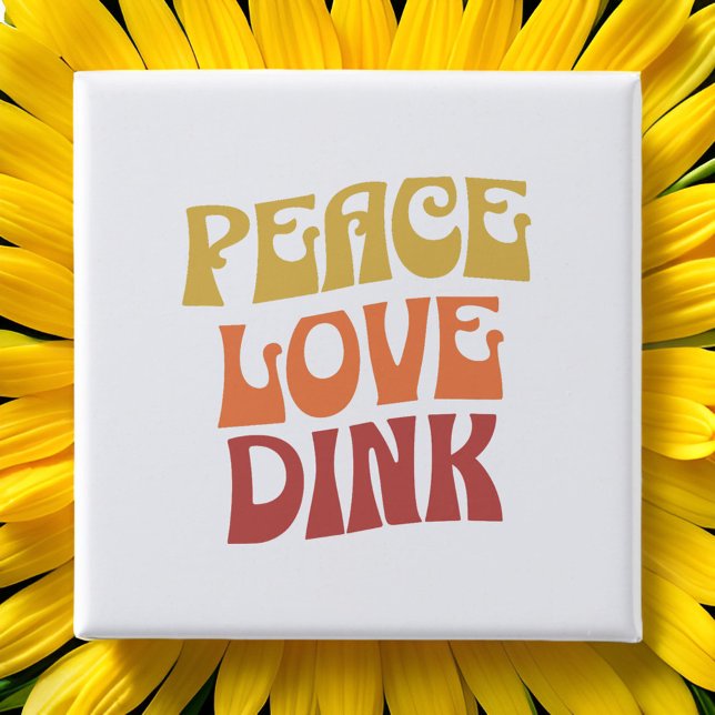 Bóton Quadrado 5.08cm Botão Dink do Amor de Paz (Peace Love Dink Button)