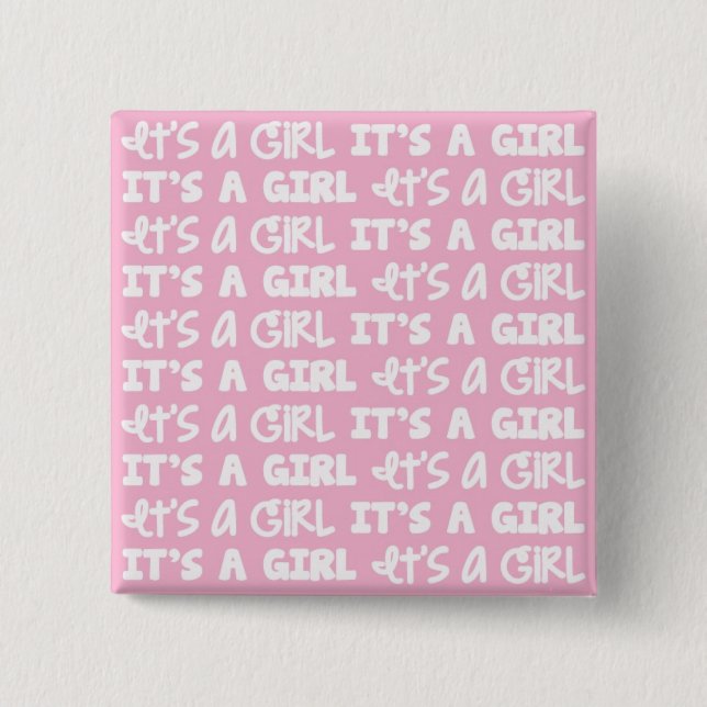 Bóton Quadrado 5.08cm Botão do bebé é uma menina! (Frente)