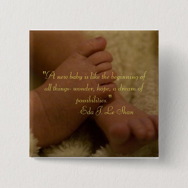 Bóton Quadrado 5.08cm botão do bebê pés (Frente)