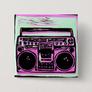 Bóton Quadrado 5.08cm botão do boombox