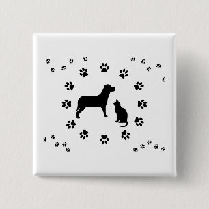 Bóton Quadrado 5.08cm Botão do cão e gato