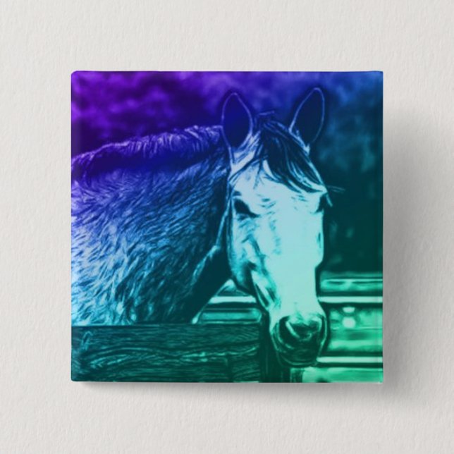 Bóton Quadrado 5.08cm Botão do cavalo (Frente)