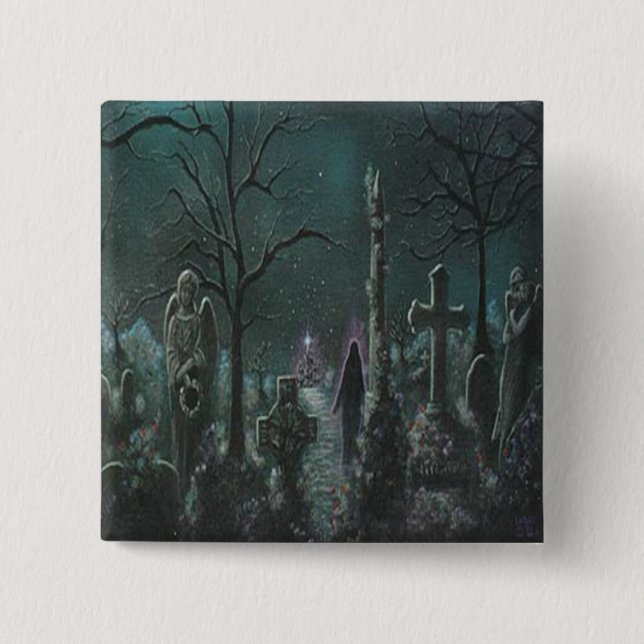 Bóton Quadrado 5.08cm Botão do cemitério fantasma (Frente)