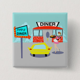 Bóton Quadrado 5.08cm botão do comensal dos anos 50