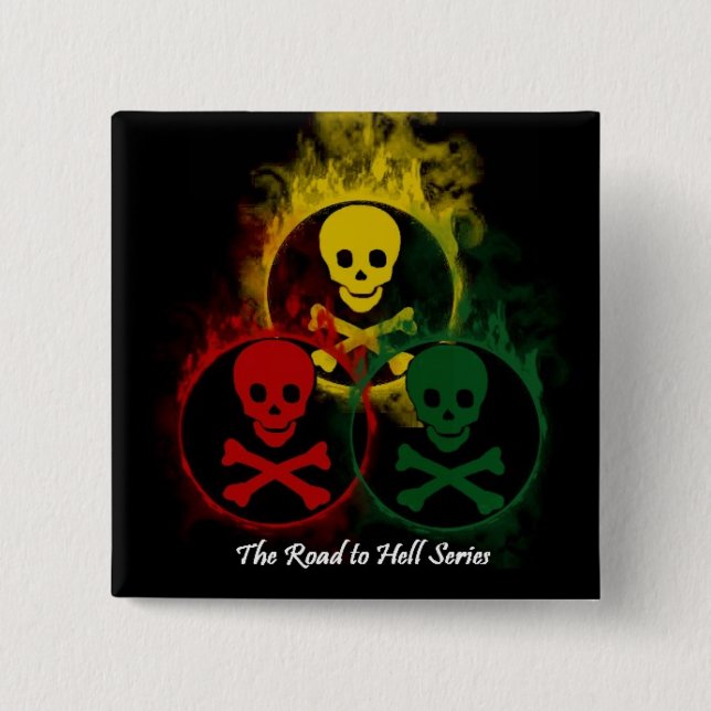 Bóton Quadrado 5.08cm Botão do crânio (Frente)