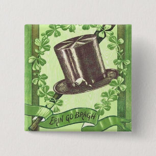 Bóton Quadrado 5.08cm Botão do dia de St Patrick do irlandês do vintag