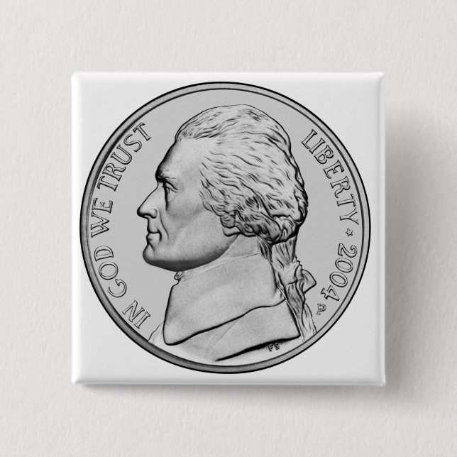 Bóton Quadrado 5.08cm Botão do dinheiro (Frente)