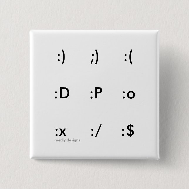 Bóton Quadrado 5.08cm botão do emoticon (Frente)