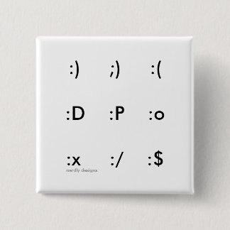 Bóton Quadrado 5.08cm botão do emoticon