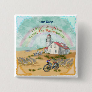 Bóton Quadrado 5.08cm Botão do farol de bicicleta de praia