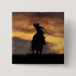 Bóton Quadrado 5.08cm Botão do Flair do Cowboy Roping