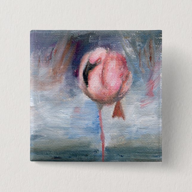 Bóton Quadrado 5.08cm Botão do flamingo ACEO (Frente)