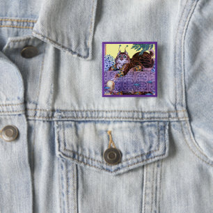 Bóton Quadrado 5.08cm Botão do Gatinho da alienígena