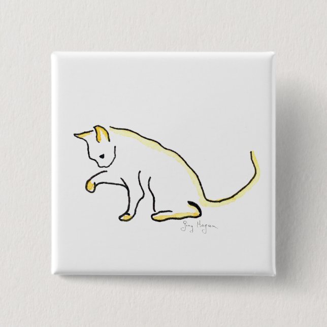 Bóton Quadrado 5.08cm Botão do gato (Frente)