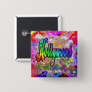 Bóton Quadrado 5.08cm Botão do Hollywood Vista Express