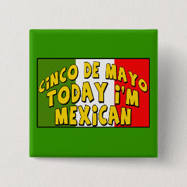 Bóton Quadrado 5.08cm Botão do mexicano de Cinco de Mayo