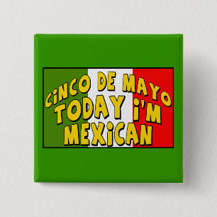 Bóton Quadrado 5.08cm Botão do mexicano de Cinco de Mayo