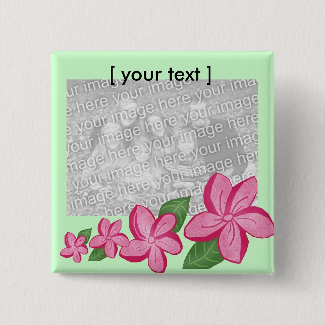 Bóton Quadrado 5.08cm Botão do modelo de Plumaria (Frente)