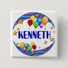 Bóton Quadrado 5.08cm Botão do nome do ~ dos balões & das estrelas