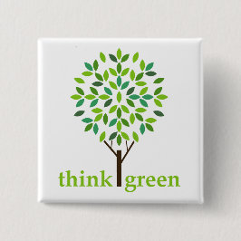Bóton Quadrado 5.08cm Botão do pense verde
