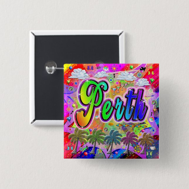 Bóton Quadrado 5.08cm Botão do Perth Vista Express (Frente & Verso)