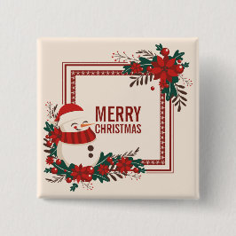 Bóton Quadrado 5.08cm Botão do Pin do feriado | do Natal do boneco de