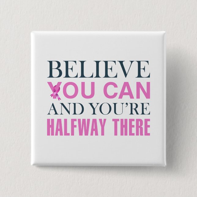 Bóton Quadrado 5.08cm Botão do pino Consciência do Cancer de Mama Inspir (Frente)