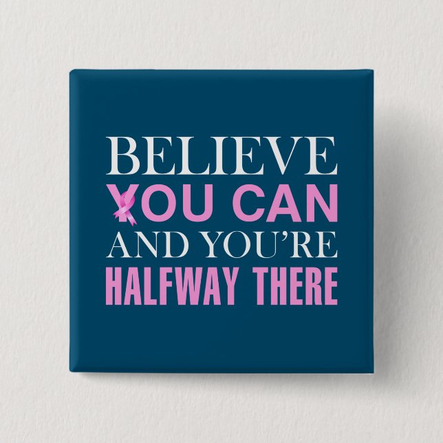 Bóton Quadrado 5.08cm Botão do pino Consciência do Cancer de Mama Inspir (Frente)