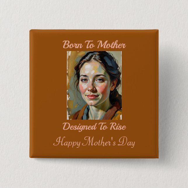 Bóton Quadrado 5.08cm Botão do pino nascer à cotação mãe (Frente)