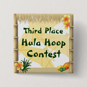 Bóton Quadrado 5.08cm Botão do Prêmio de Hula Hoop do Terceiro Luau