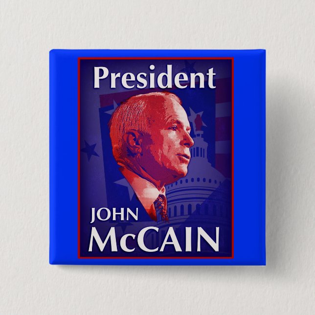 Bóton Quadrado 5.08cm Botão do presidente John McCain (Frente)