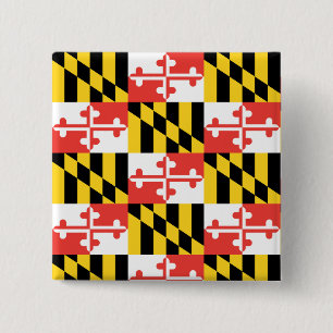Bóton Quadrado 5.08cm Botão do quadrado da bandeira de Maryland