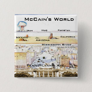 Bóton Quadrado 5.08cm Botão do quadrado do mundo de McCain