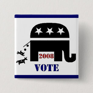 BÓTON QUADRADO 5.08CM BOTÃO DO REPUBLICANO DO VOTO EM 2008