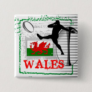 Bóton Quadrado 5.08cm Botão do rugby de Wales