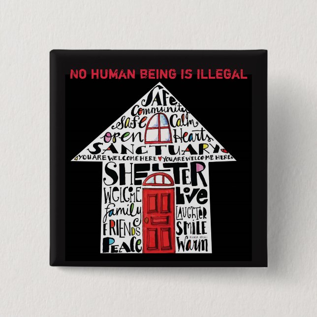 Bóton Quadrado 5.08cm Botão do santuário (Frente)