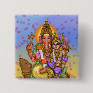 Bóton Quadrado 5.08cm Botão do Senhor Ganesha