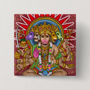 Bóton Quadrado 5.08cm Botão do Senhor Hanuman